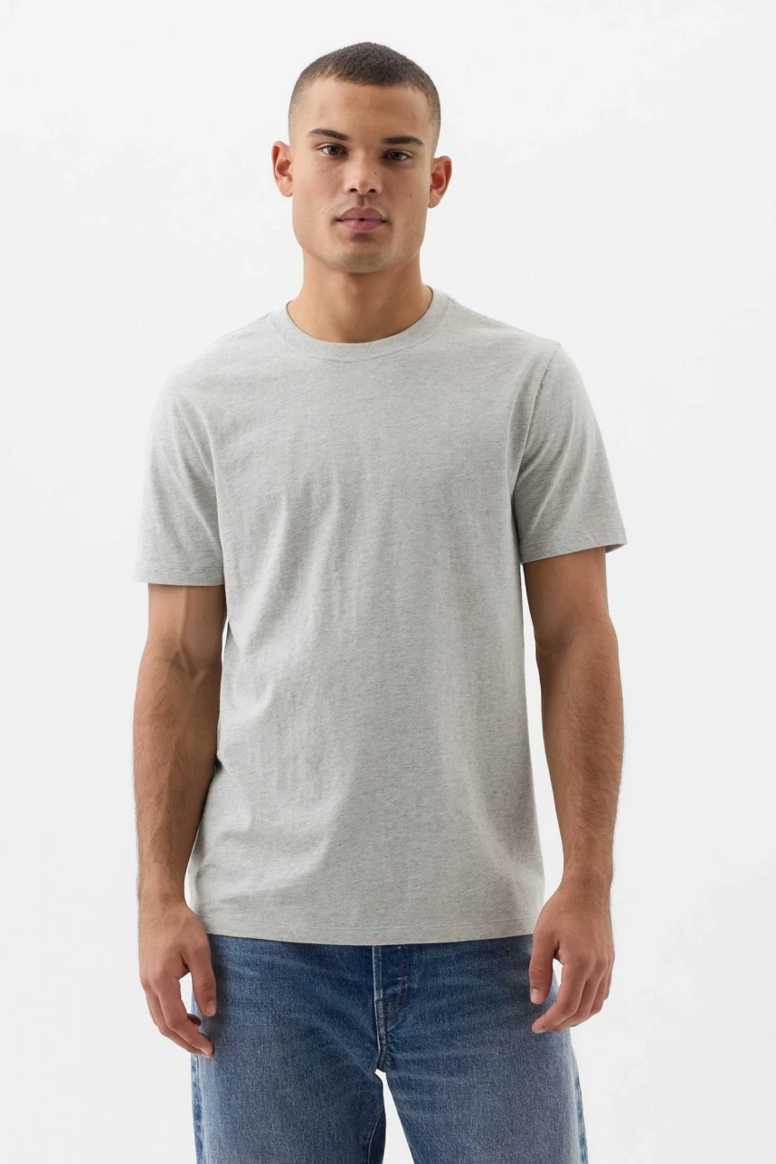 Remera Básica Cuello Redondo Hombre Heather Grey