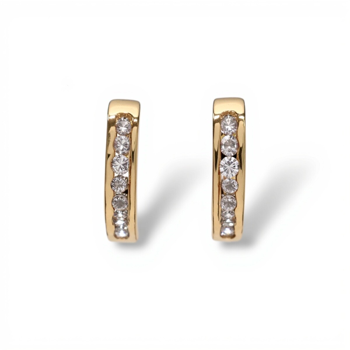 Caravanas Medio aro Zirconia-Plata y oro-Zirconia-CA5034 - conpiedra 