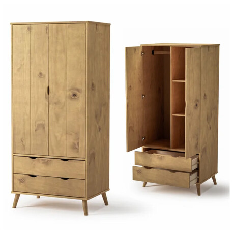 ROPERO 2 PUERTAS 2 CAJONES GUARDARROPA ARMARIO PLACARD CLOSET EN MADERA MACIZA MADERA