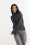 Sweater canalé con mangas oxford GRIS OSCURO