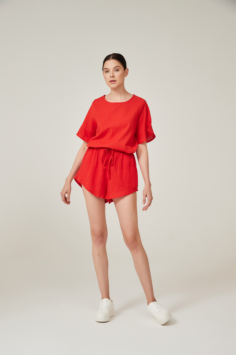 Short Cavas Rojo Coral