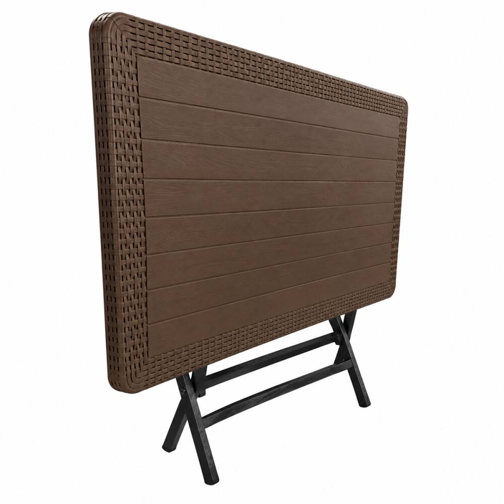 Juego De Jardín Mesa Plegable 4 Bancos Marrón