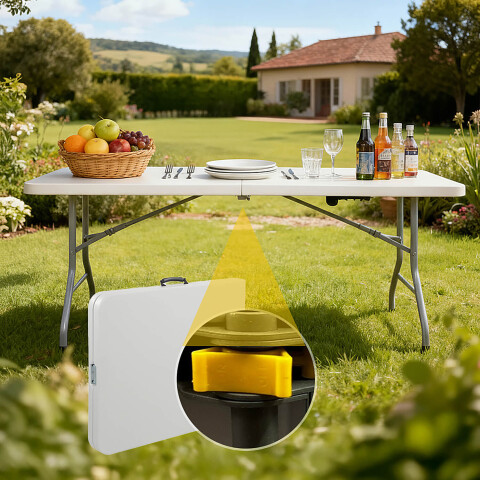 Mesa Plegable 1.80 M Jardin Camping Exterior Comedor Valija IMBACK Mesa Plegable 1.80 M Jardin Camping Exterior Comedor Valija IMBACK
