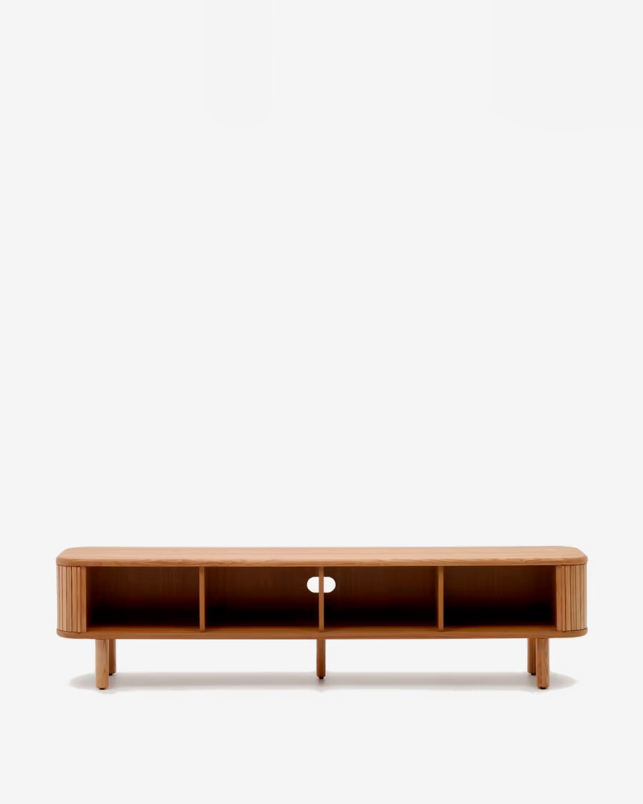 Mueble TV Mailen 2 puertas en chapa de fresno con acabado natural 200 x 50 cm