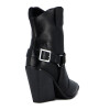 Vizzano Bota Tejana C/ Aplique Y Hebilla Taco Cuadrado Negro