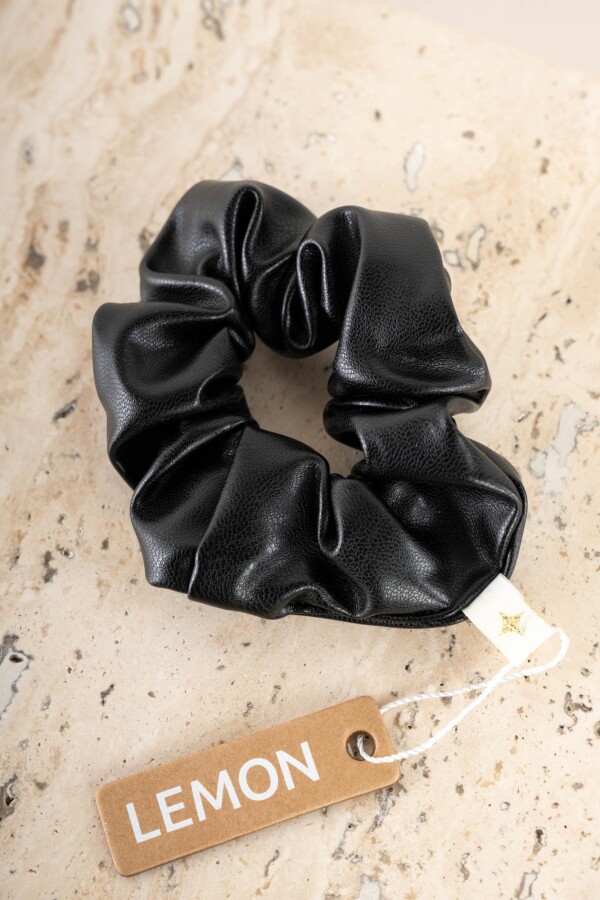 Scrunchie Cuero Vegano Negro