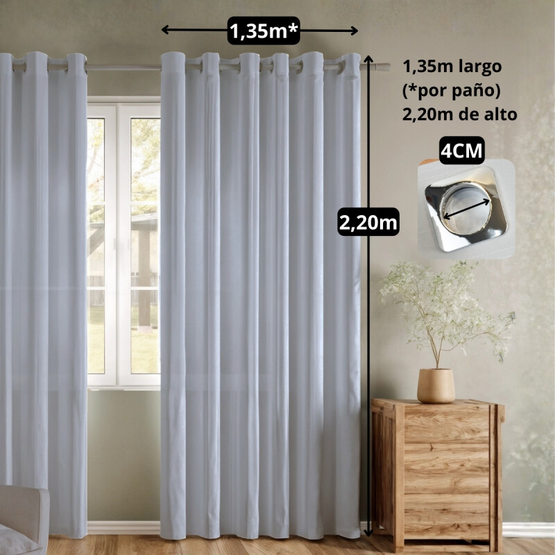 Cortina 100% Blackout set 2 paños 135 x 220 GRIS
