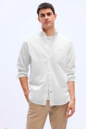 Camisa Standard Poplin Hombre Optic White