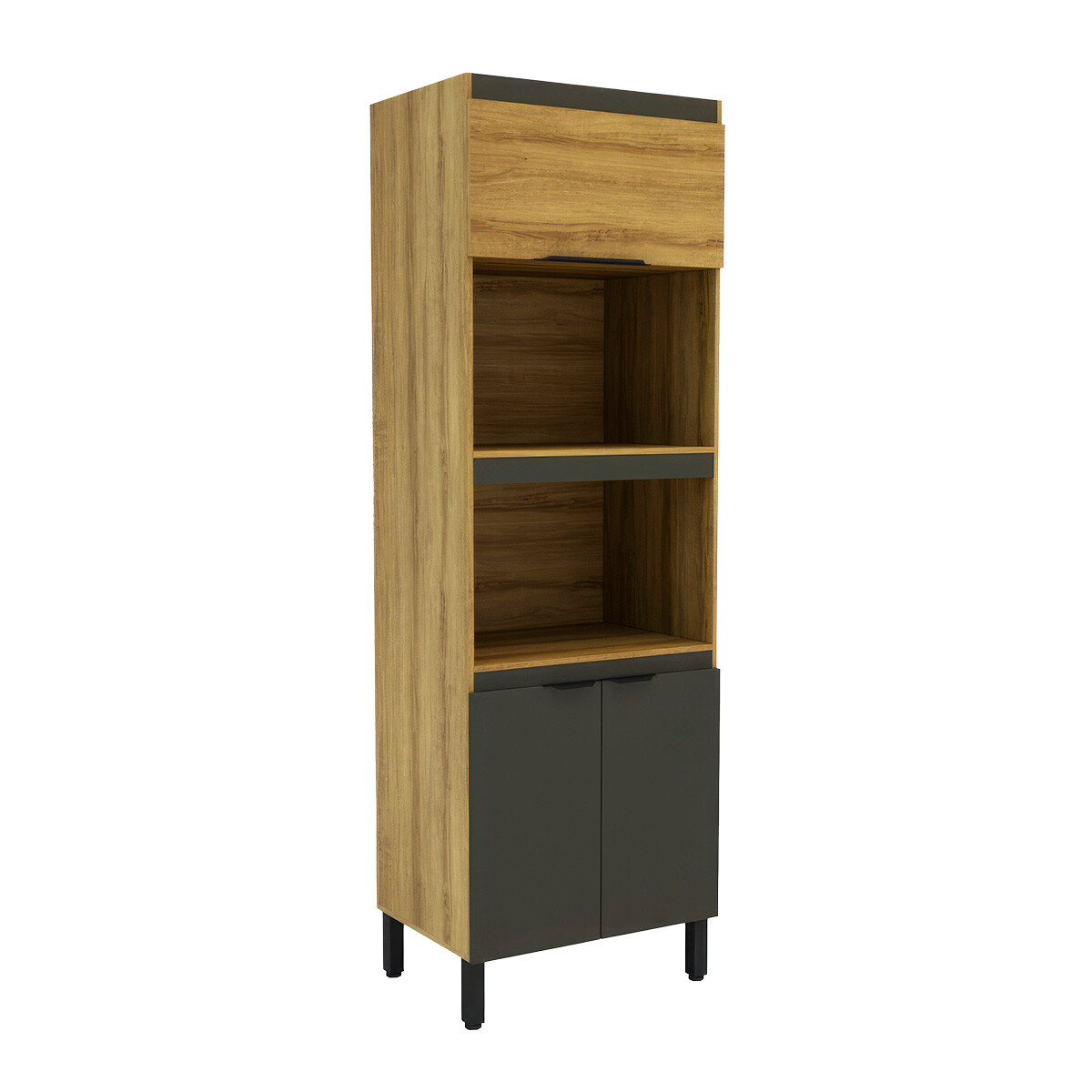 Mueble De Cocina Tipo Torre Modelo Magnolia 70 Cm Color Miel/grafito 
