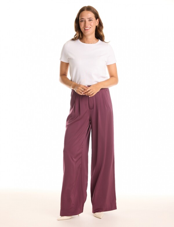 Pantalon Saten Wide BORDEAUX