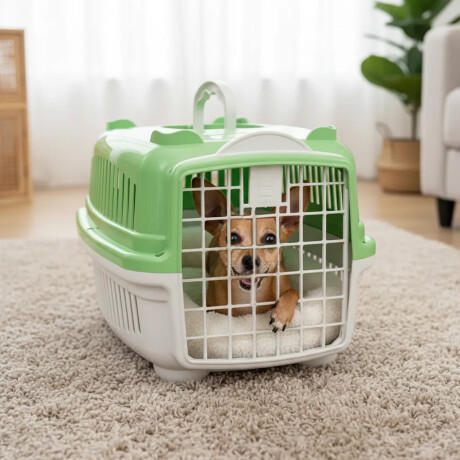 Transportadora Plástica Rígida Mascotas Pequeñas MMA PET N°1 Verde Claro