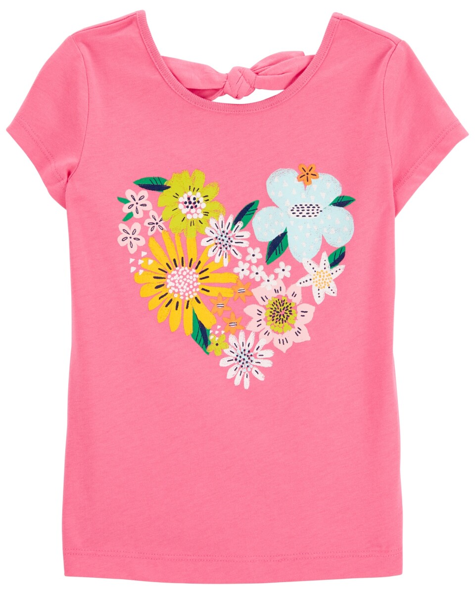 Remera de algodón con lazo y estampa floral. Talles 2-5T 