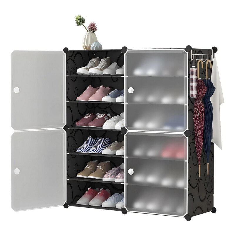Zapatera 4 Puertas Organizador Multiuso Armable Moderno Marrón