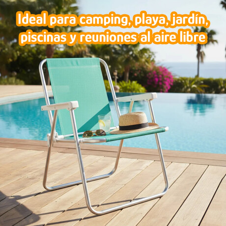 Silla Alta Aluminio Reposera Mor 110 kg Plegable Sannet Verde