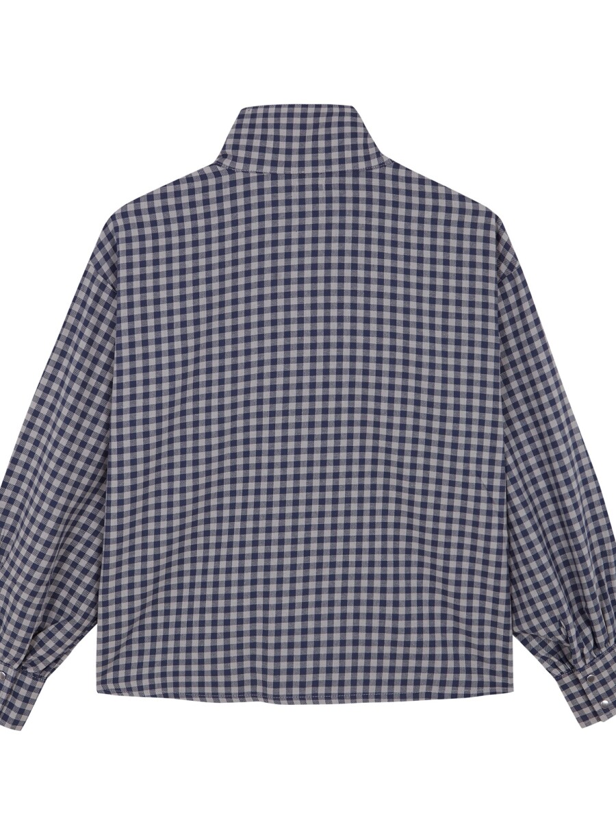 Camisa De Cuadros Con Smo Azul Medio Oscuro