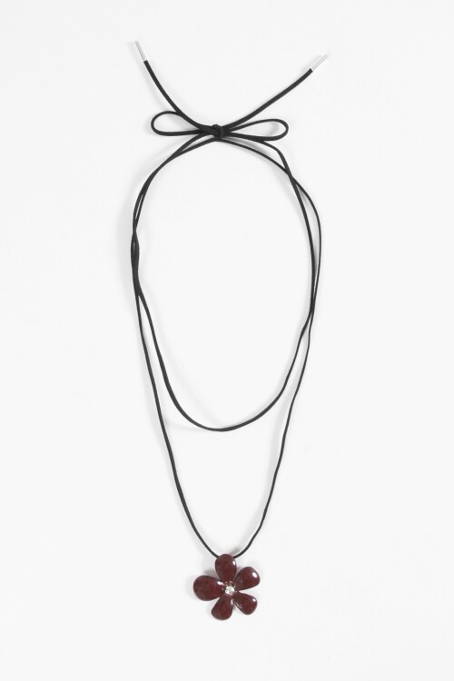 Collar cordón dije flor plateado