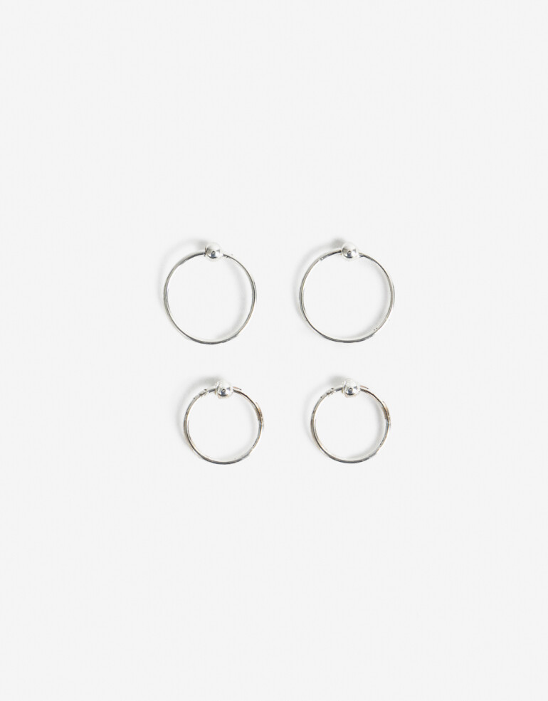 Aros Argollas Set Metal Set De Argollas Plata 925 - Plateado
