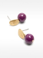 Pendientes Cortos Con Resina violeta