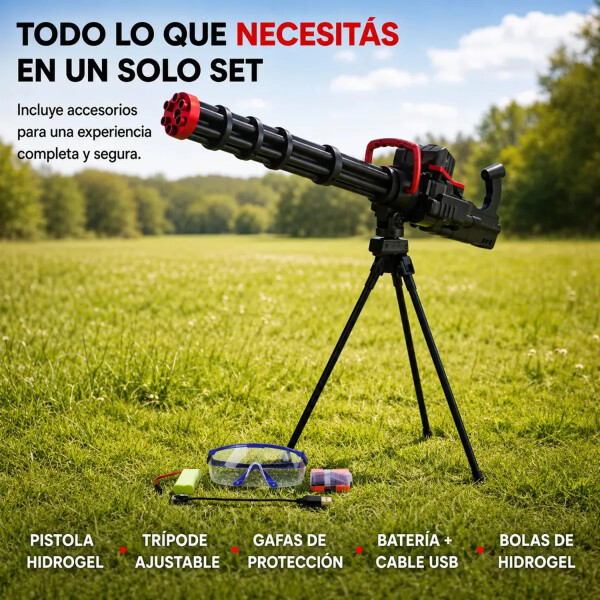 Ametralladora Lanza Bolas Hidrogel Con Tripode Jtjug100azu NEGRO