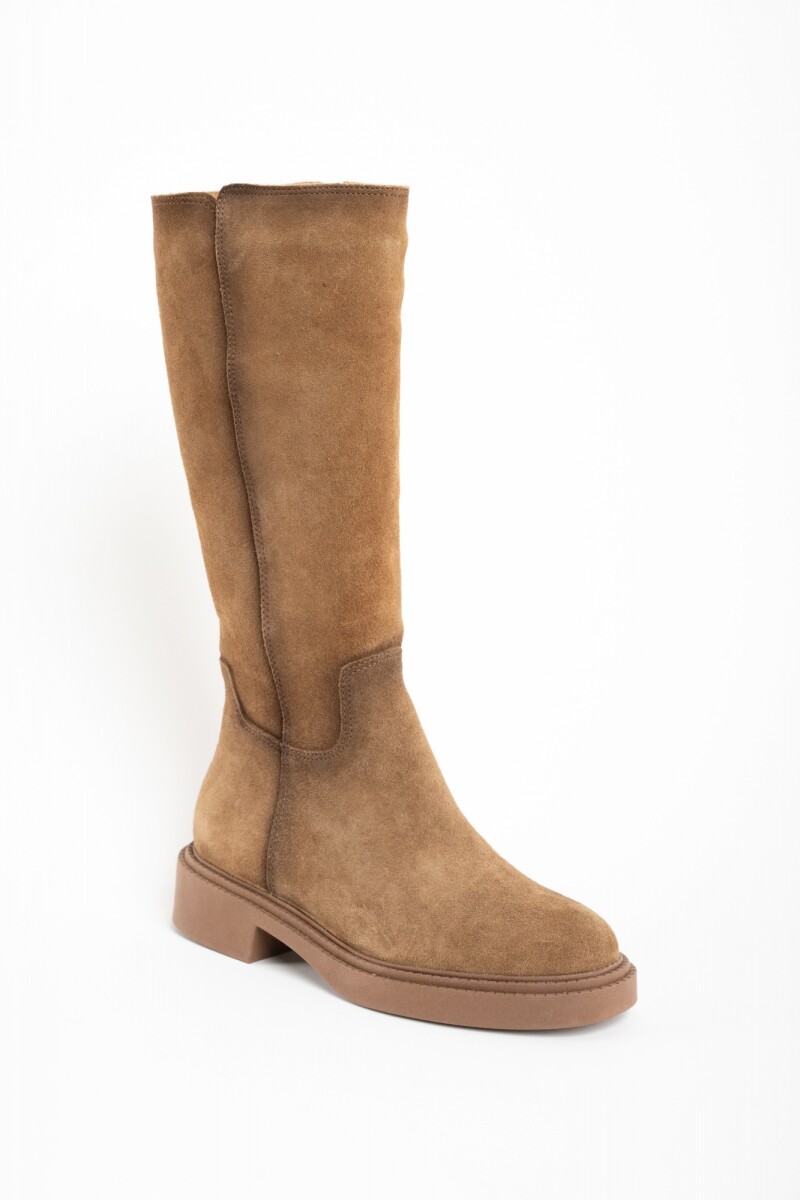 Bota Caña Alta Gamuza Camel