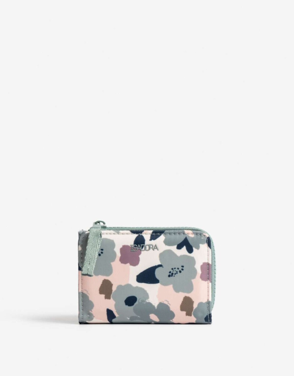 Billetera Nylon Con Cierre - Estampado Flores 