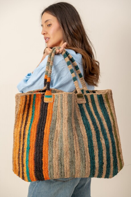 Bolso Cornelia Rayas verdes y naranjas