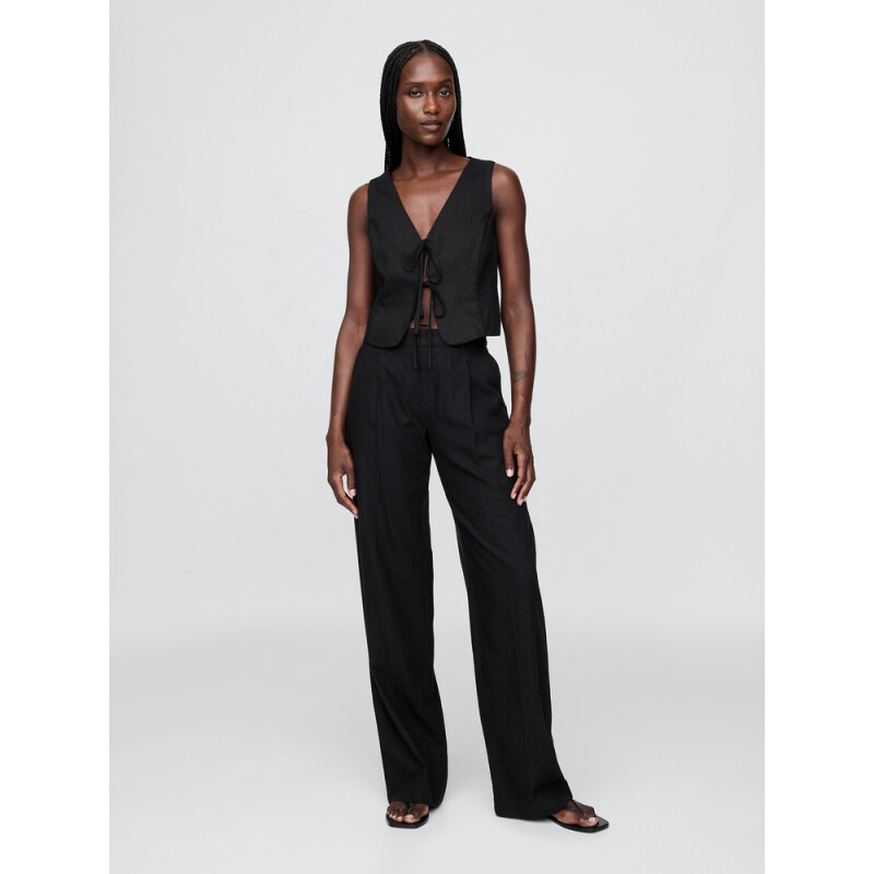 SL TIE FRONT VEST TRUE BLACK