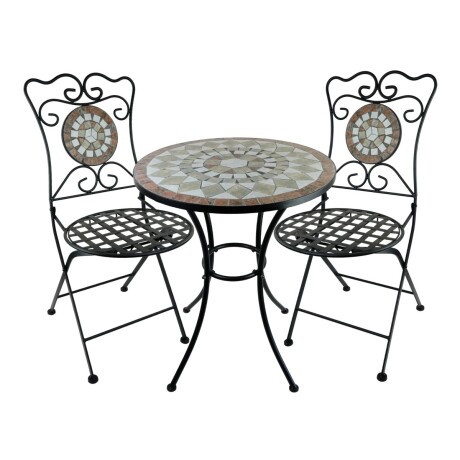 Juego de jardin mosaico mesa + 2 sillas Juego de jardin mosaico mesa + 2 sillas