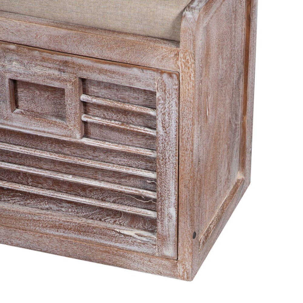 BANCO RECIBIDOR MADERA-Y-TELA MARRON ARIADNE VINTAGE