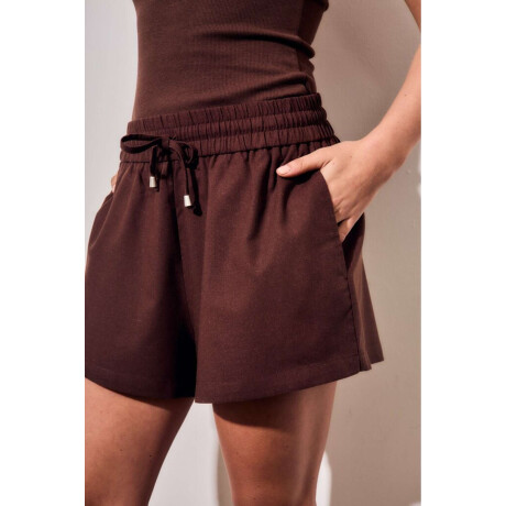 Short Con Lino Marron