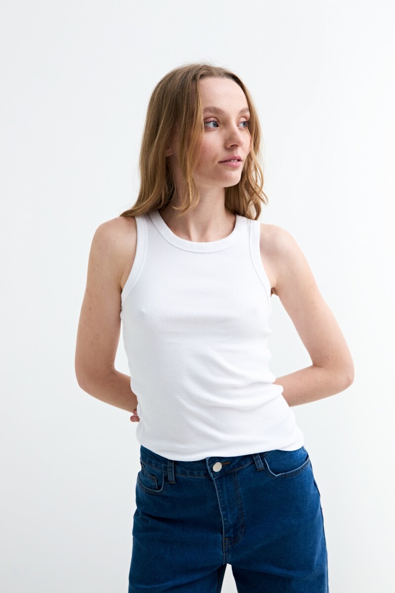 Musculosa en rib basica - Blanco 