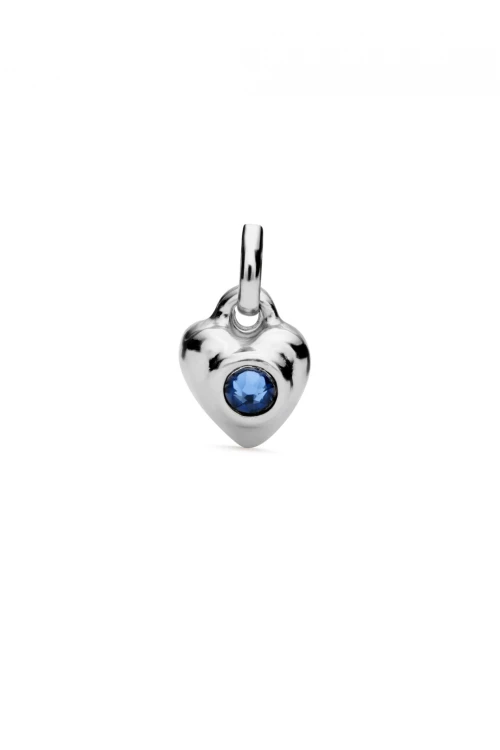 CHARM DE ALEACIÓN DE METALES BAÑADOS EN PLATA DE LEY CON CRISTAL AZUL Charm