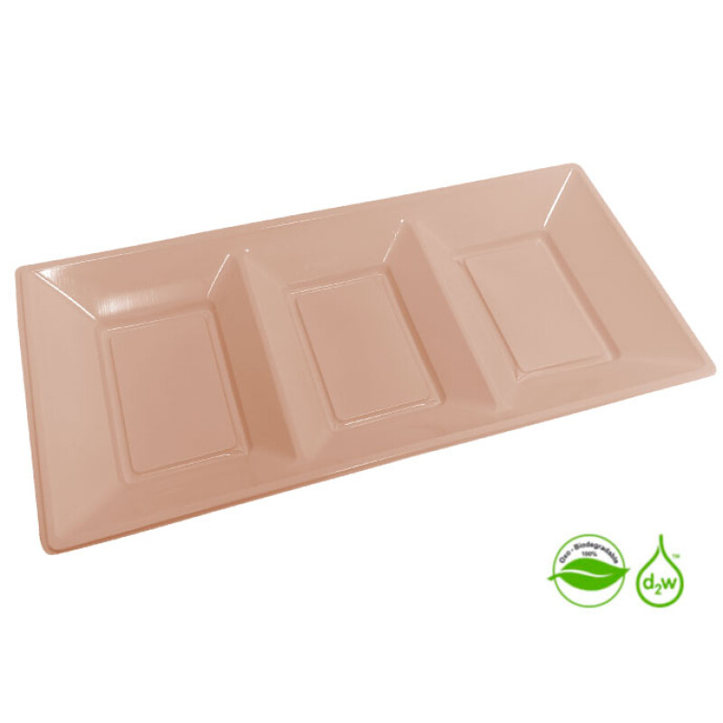 Bandeja Biodegradable Rectangular x3 Unidades Durazno