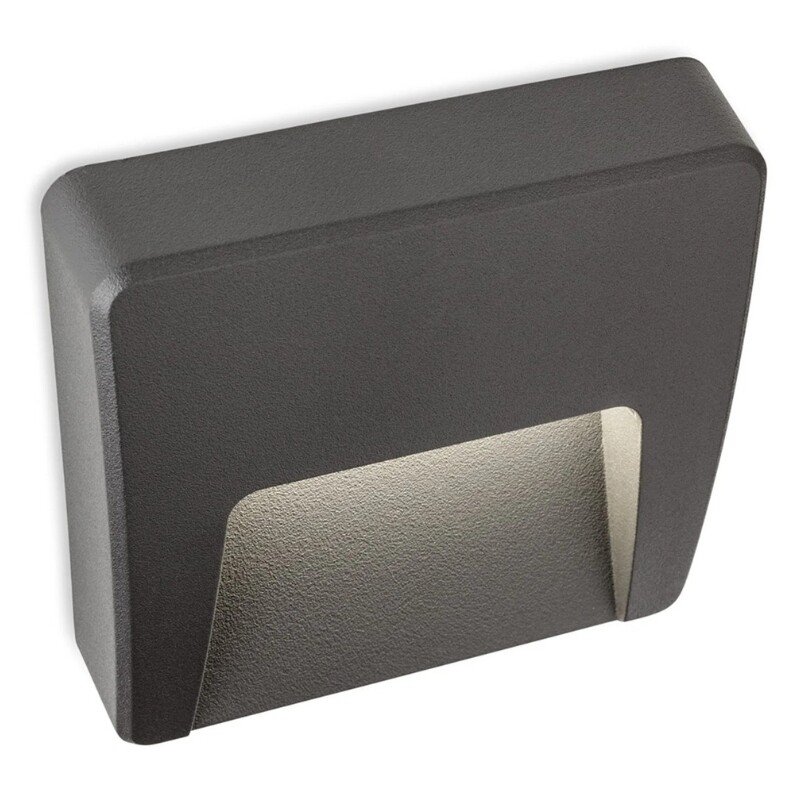 ARTEFACTO EXTERIOR DE PARED CUADRADO MOREIRA 3W Luminaria De Exterior De Pared Cuadrado Moreira 3W Gris