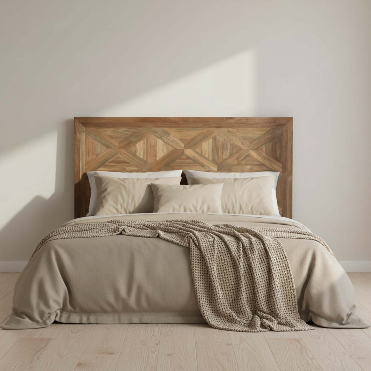 RESPALDO - QUEEN MADERA NATURAL-BEIGE MANHATTAN 