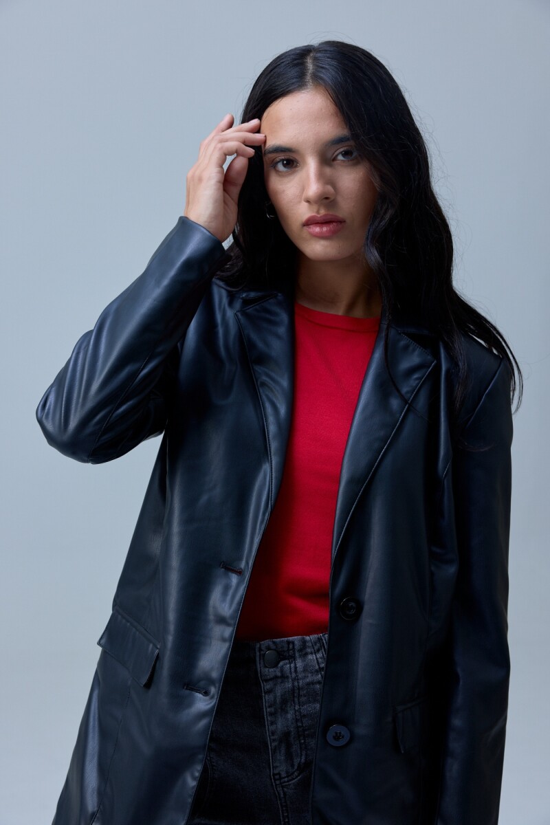 Blazer Eco Cuero Oversized - Negro 