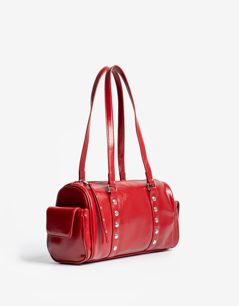 City Cartera City Roja Con Tachas - Rojo Cereza