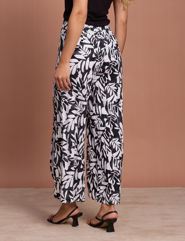 Pantalon Lino Printed NEGRO/BLANCO