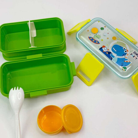 Vianda doble piso con cubiertos Verde