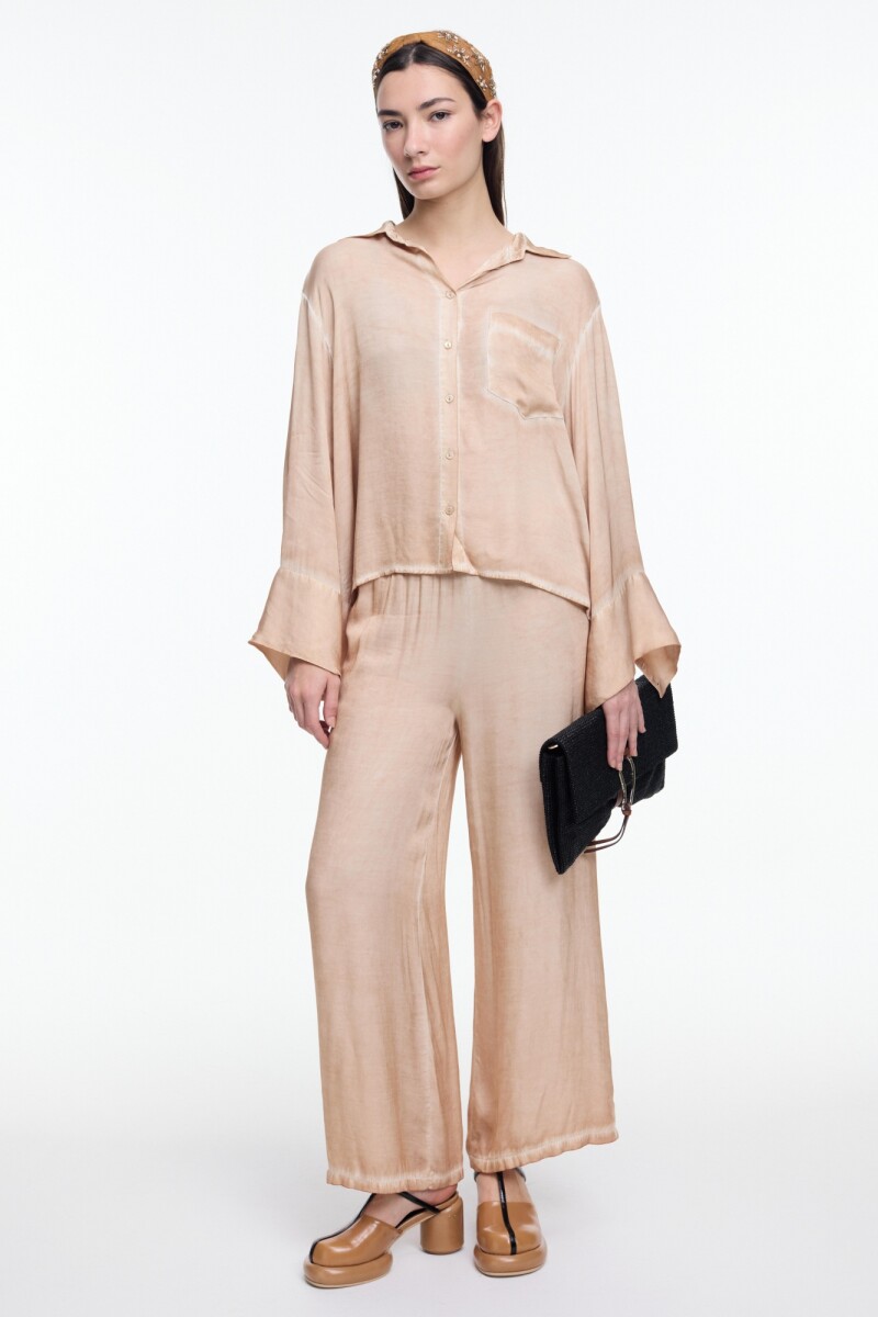 CAMISA BOLSILLO ML Beige