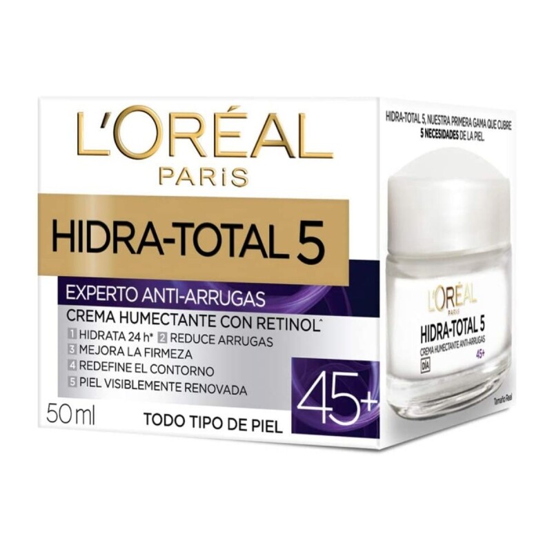 Crema Facial L'Oréal Hidra Total 5 Antiarrugas con Retinol +45 50 ML