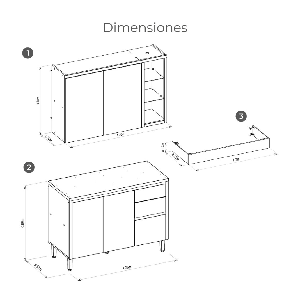KIT COCINA AEREO Y BAJO MESADA CON ZÓCALO ALLURE Kit Cocina Aereo Y Bajo Mesada Con Zócalo Allure