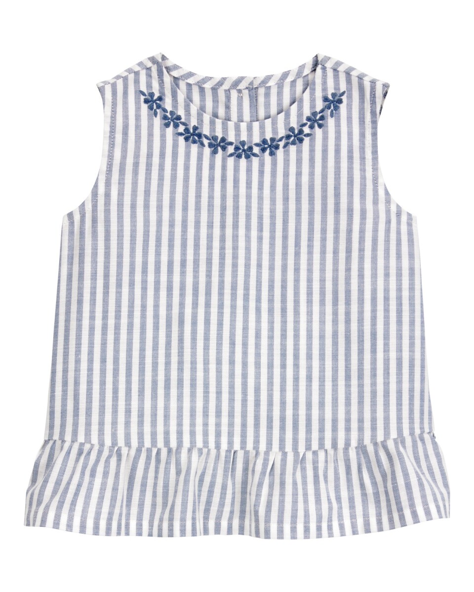 Blusa de viscosa, sin mangas, diseño a rayas 