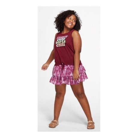 Pollera mini bordeaux para niña Justice original Bordó