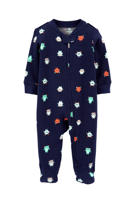 Pijama de algodón con pie y doble cierre Sin color