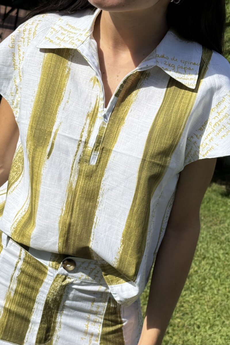 TOP ZIP PRINT Pistacho