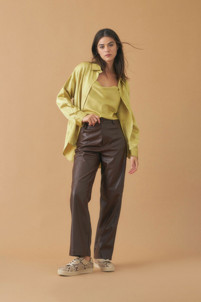 Camisa satinada verde musgo
