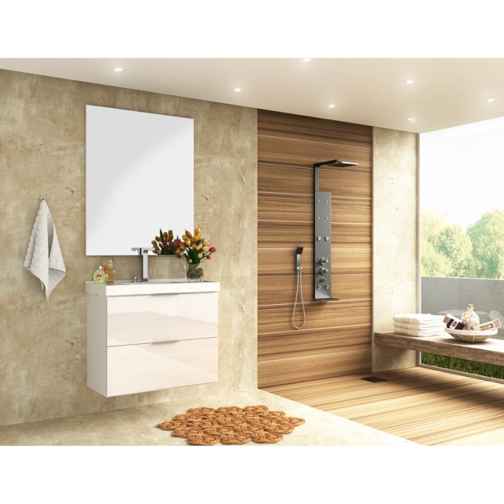 CONJUNTO MUEBLE DE BAÑO MODELO PIETRA BLANCO / MUEBLE DE COLGAR + ESPEJO + BACHA / 60CM Conjunto Mueble De Baño Modelo Pietra Blanco / Mueble De Colgar + Espejo + Bacha / 60cm