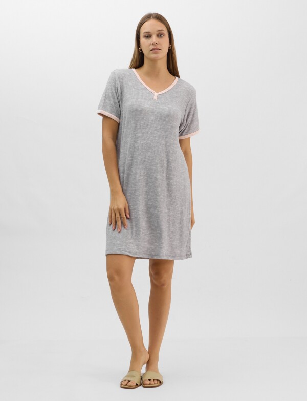 Camisón Con Textura Acanalada GRIS
