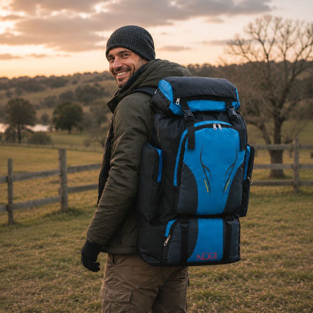 Mochila Para Camping Super Resistente y Fuerte Celeste